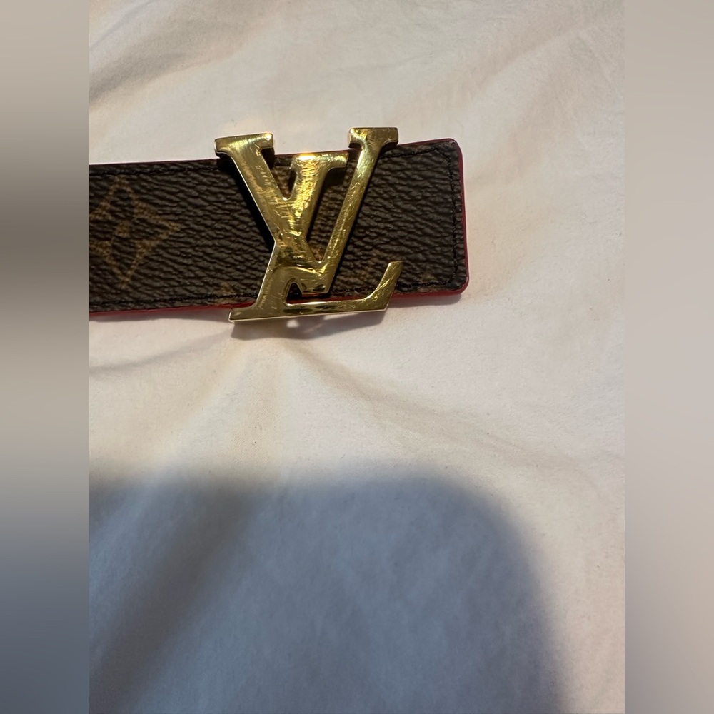 Louis Vuitton Brown Monogram Belt with Gold Logo